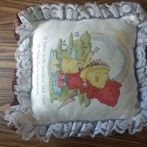Vintage counted x-stich pillow